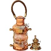 Brass &amp; Copper Anchor Oil Lamp Leeds Burton Nautical Maritime 14" Ship Lanterns.