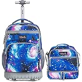 Tilami Rolling Backpack 19 inch with Lunch Bag Wheeled Laptop Backpack, Galaxy