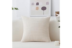 Home Brilliant Super Soft Plush Corduroy Textured Large Euro Pillow Sham Spring Pillow Cover for Couch Floor Bedroom, Washable & Breathable, 26 x 26(66cm), Cream Cheese