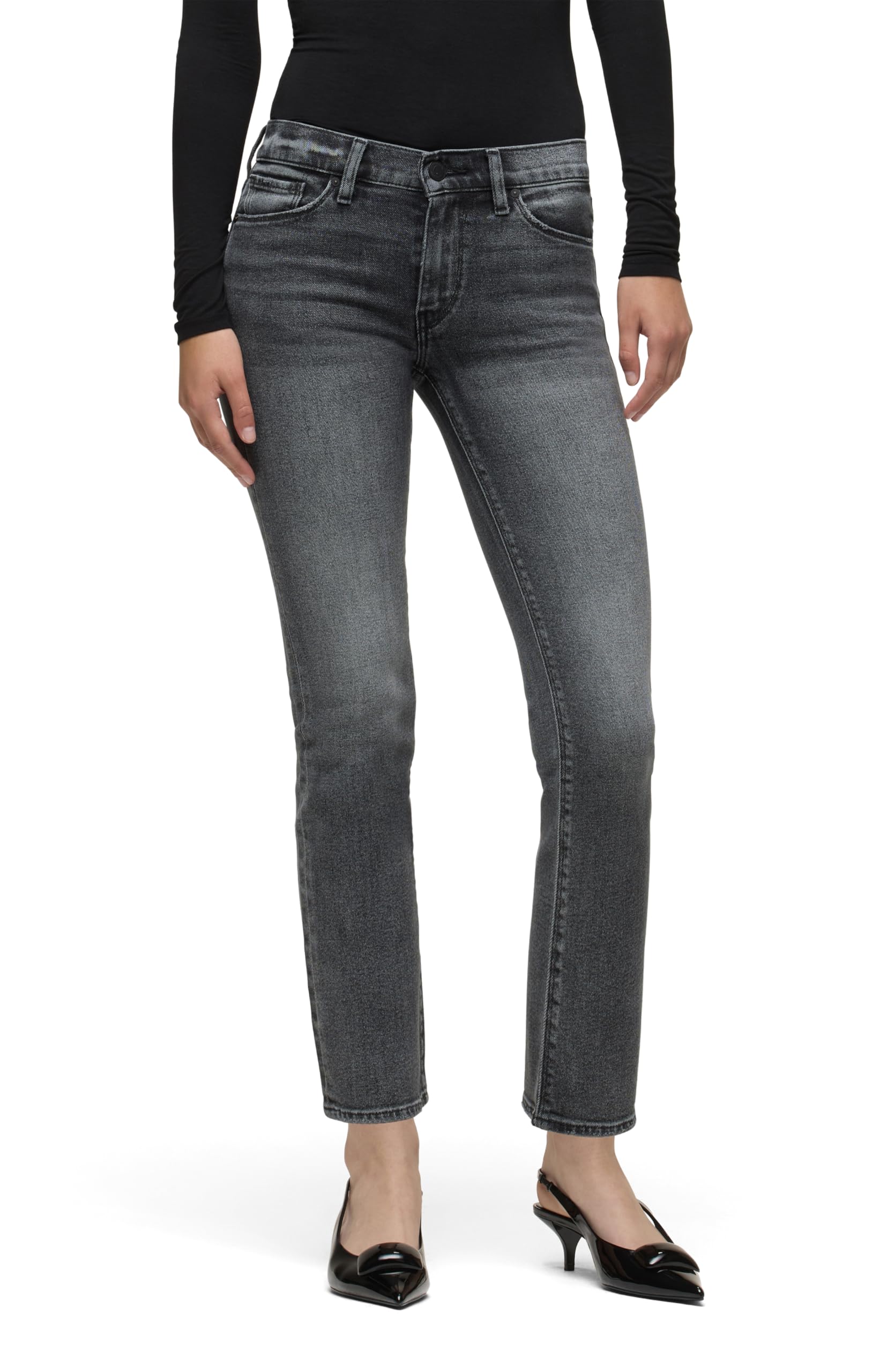 Hudson Women’s Nico Mid-Rise Straight Leg Ankle Jean, Black Vortex, 25