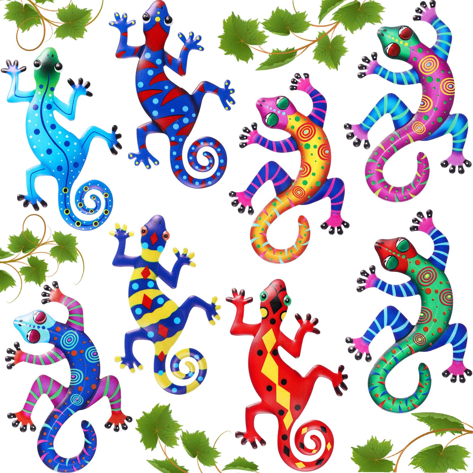 Photo 1 of Tandefio 8 Pcs Metal Wall Decor Wall Art Hanging Decorations Outdoor Indoor Sculptures for Garden Fence Pool Home Porch(Lizard, Gecko)