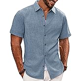 PJ Jones Mens Casual Shirts Short Sleeve Button Down Shirt Lightweight Summer Shirts