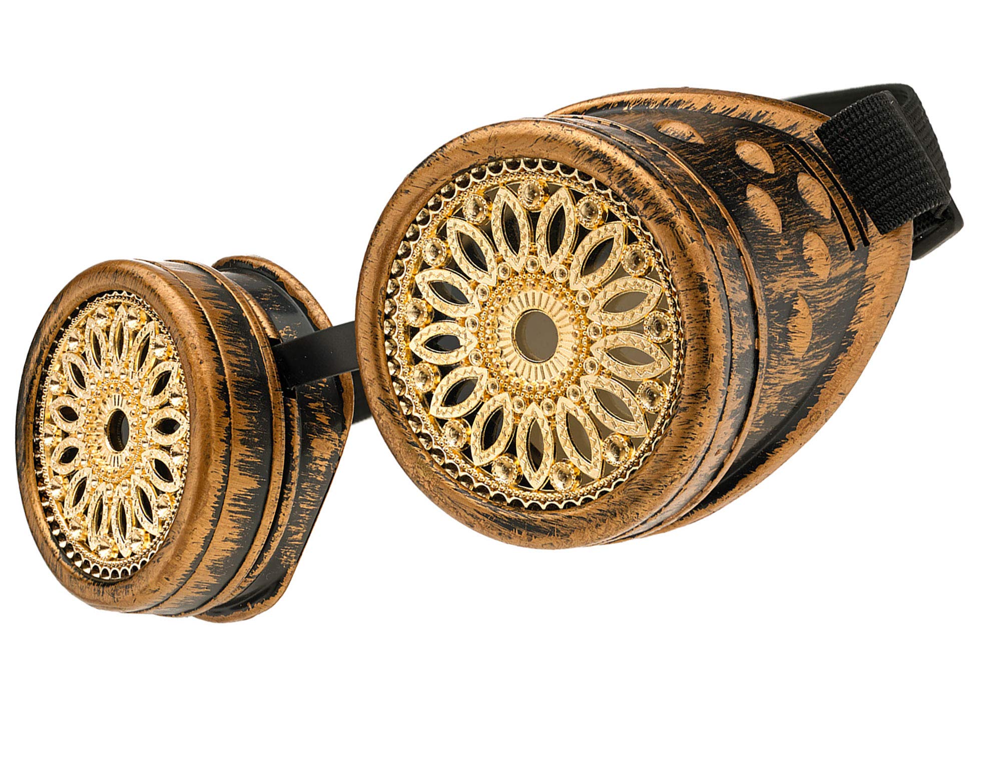 Welding Cyber Goggles Steampunk Goth Cosplay Sunglasses 50s Round Glasses Party Fancy Dress MFAZ Morefaz Ltd (Gold Design)