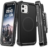 TUTUKII for iPhone 12 & 12 Pro Case with Belt Clip Holster, Anti-Shock, Anti-Slip, Compatible with MagSafe, 3-Layer Drop Protection, Heavy Duty Magnetic Phone Case Cover 12 6.1", Black
