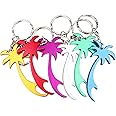 SWATOM Palm Tree Bottle Opener with Keychain Key Tag Chain Ring Accessories (6, Random Color)