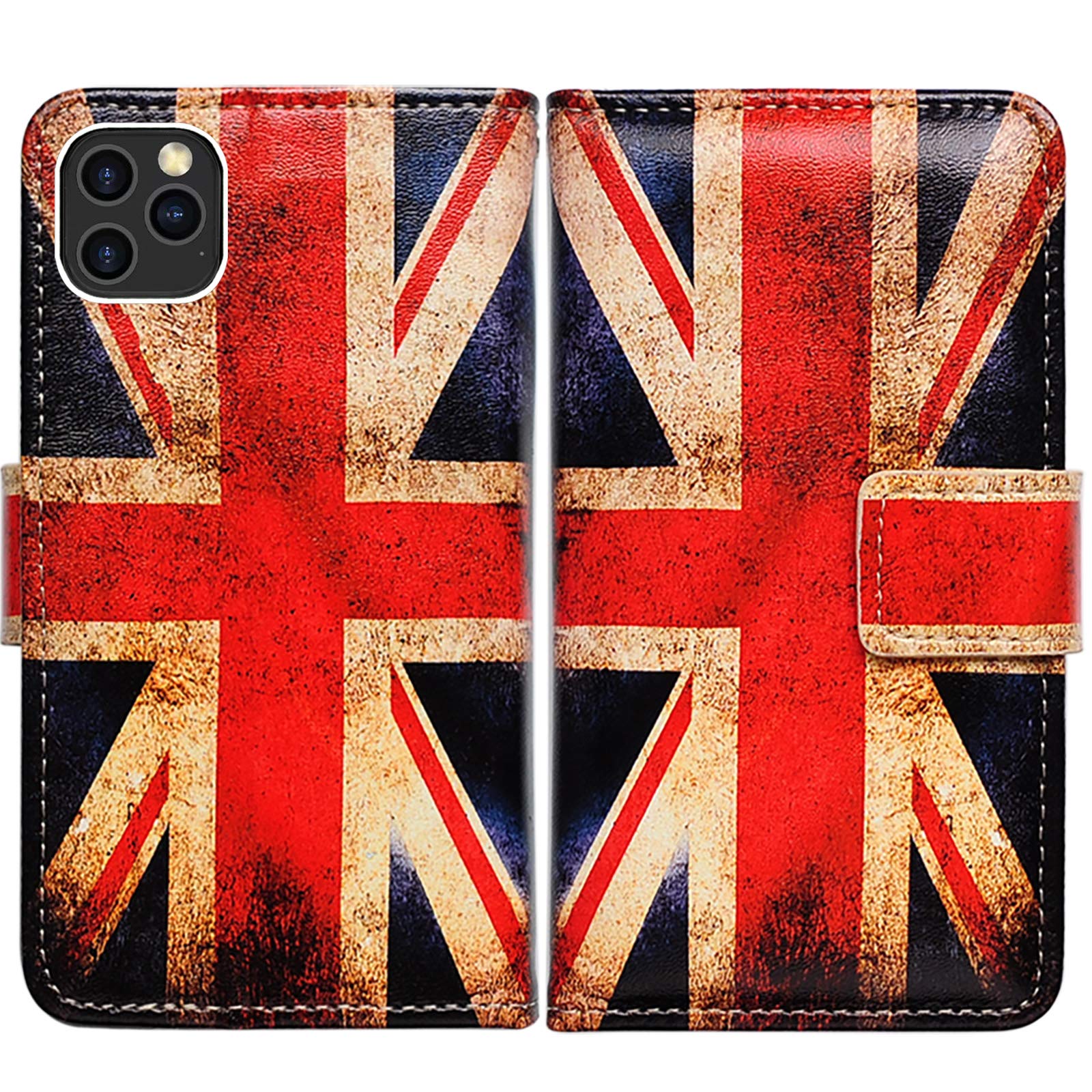 Bcov iPhone 12 Pro Max Case, Retro Union Jack Flag Leather Flip Phone Case Wallet Cover with Card Slot Holder Kickstand For iPhone 12 Pro Max