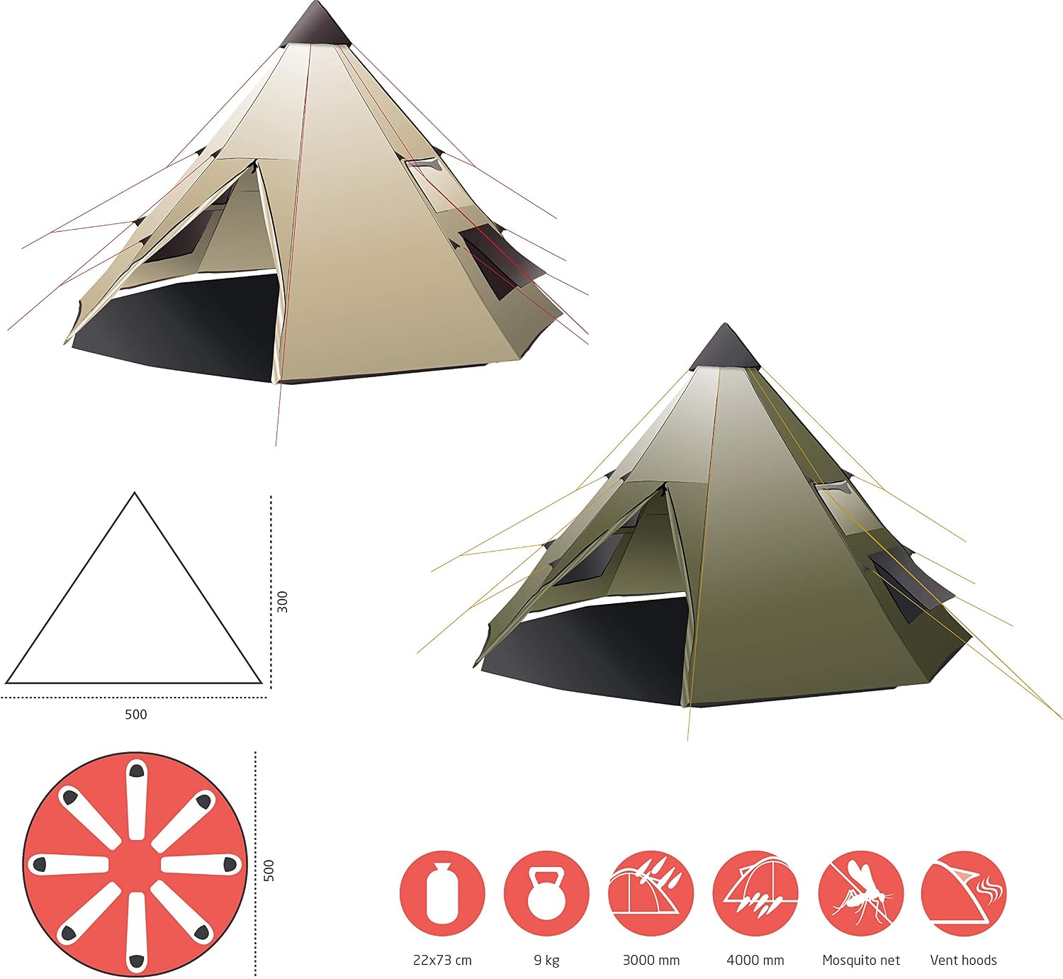 Grand Canyon BLACK FALLS 8 - Round Tent for 8 people, Mojave Desert, Normal - Image 3