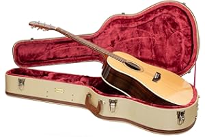 Crossrock Master Series Dreadnought Acoustic Guitar Case for Gibson J-45 / Martin D-Style | Classic Fabric Tweed Exterior, Re-Engineered Shell, Leather Handle & Deep Red Velvet Interior(CRW720DFT)