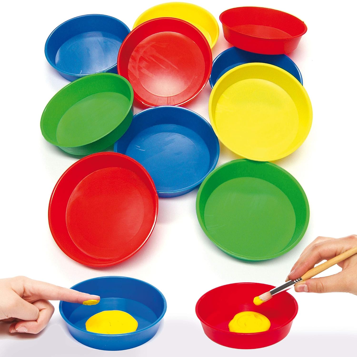 Baker Ross AG560 Paint Pots for Kids - Pack of 10, Finger Art Bowls for Kids Crafts Activities and Children's Trays