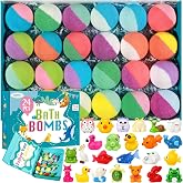 Bath Bombs for Kids with Surprise Inside, 24 Pack Kids Bath Bombs Gift Set, Christmas Gift for Kids Stocking Stuffers for Boys Girls Kid Bubble Bath Fizzy with Bath Toys Inside