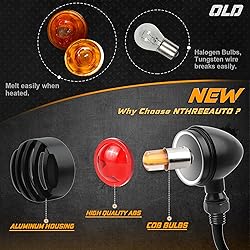 NTHREEAUTO Motorcycle Blinkers, Waterproof Aluminum