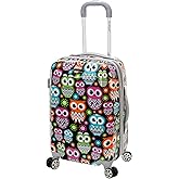 Rockland Vision Hardside Spinner Wheel Luggage, Owl, Carry-On 20-Inch (F151-OWL)