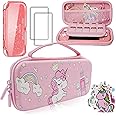 Pink Unicorn Carrying Case Compatible with Nintendo Switch Lite with Crystal Glitter Soft Protective Case Cover+Screen Protec