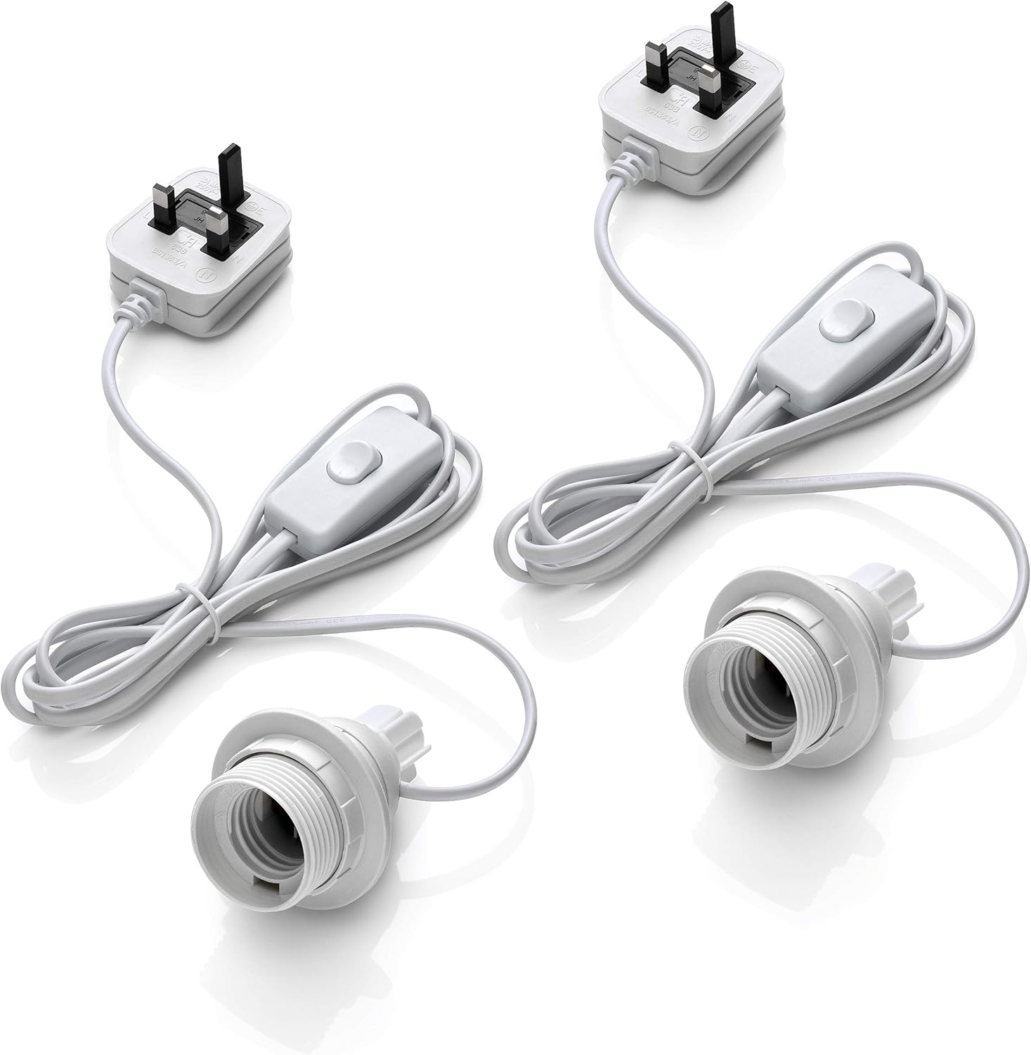 Auraglow Set of 2 DIY Bottle Light Kit White Cable inLine Switch Mains