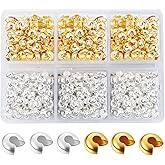 600 Pieces Crimp Bead Covers 4mm Open Half Round Crimp Bead Knot Cover Small Beads for Jewelry Craft Making