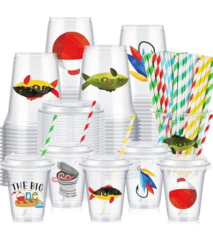 clear plastic cups with fishing lure inside Amazon.com: Crafty Cue Fishing Themed Party Cups