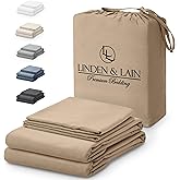 Linden & Lain Luxury King Size Bed Sheet Set | Organic Ultra Soft Bed Sheets | Viscose Derived from Bamboo | Microfiber | 18" Deep Pocket with Upgraded Elastic | Best Cooling Technology | Dune