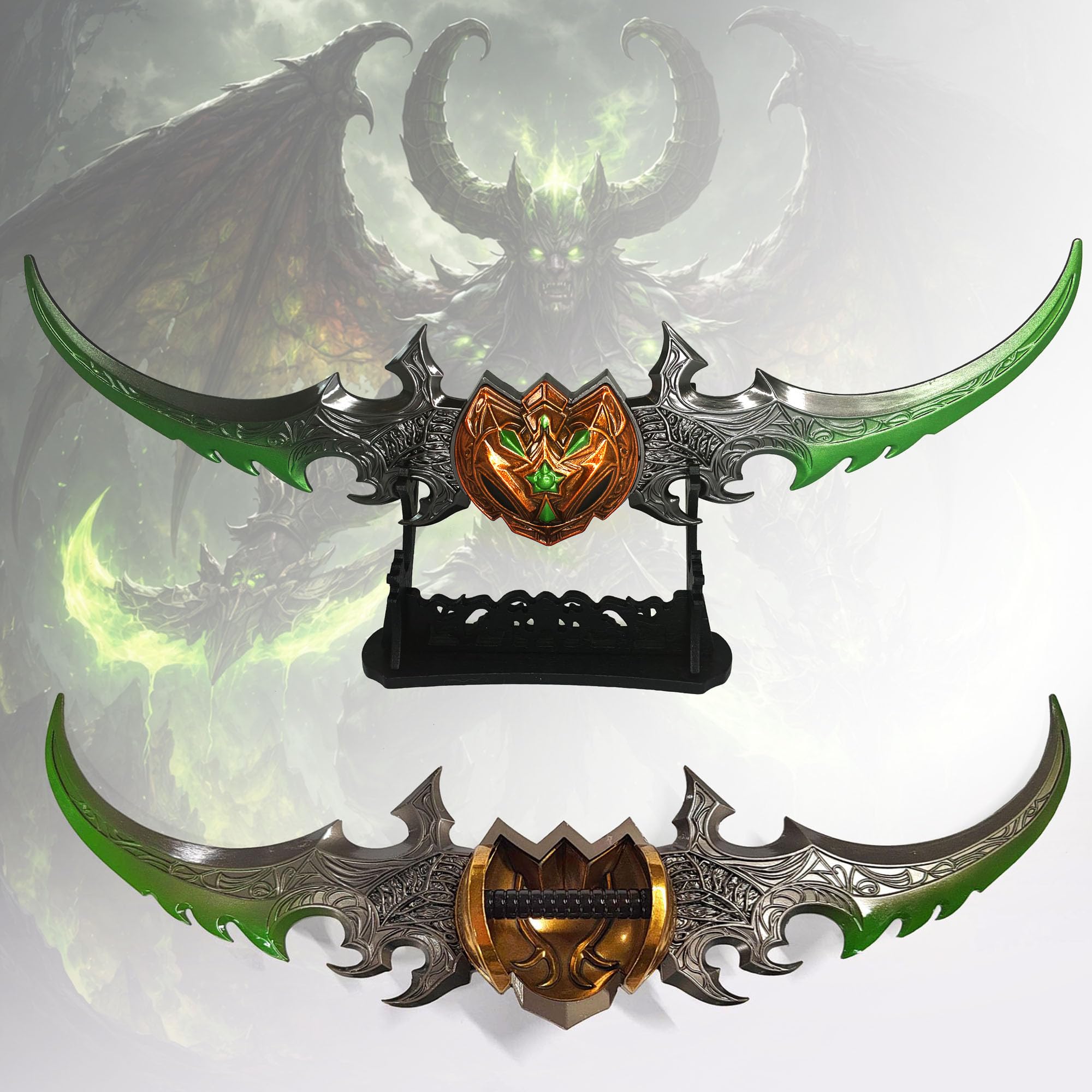 Swords and more World of Warcraft Warglaive of Azzinoth Replica | 27cm Illidan Stormrage Weapon | Zinc Alloy Metal Miniature | Wow Collectible for Desk & Display | Gamer Gift