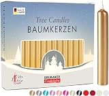 BRUBAKER 200 Pack Tree Candles - Pyramid & Christmas Tree Candles - Gold