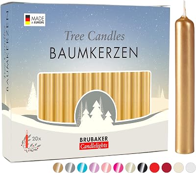 BRUBAKER 200 Pack Tree Candles - Pyramid & Christmas Tree Candles - Gold