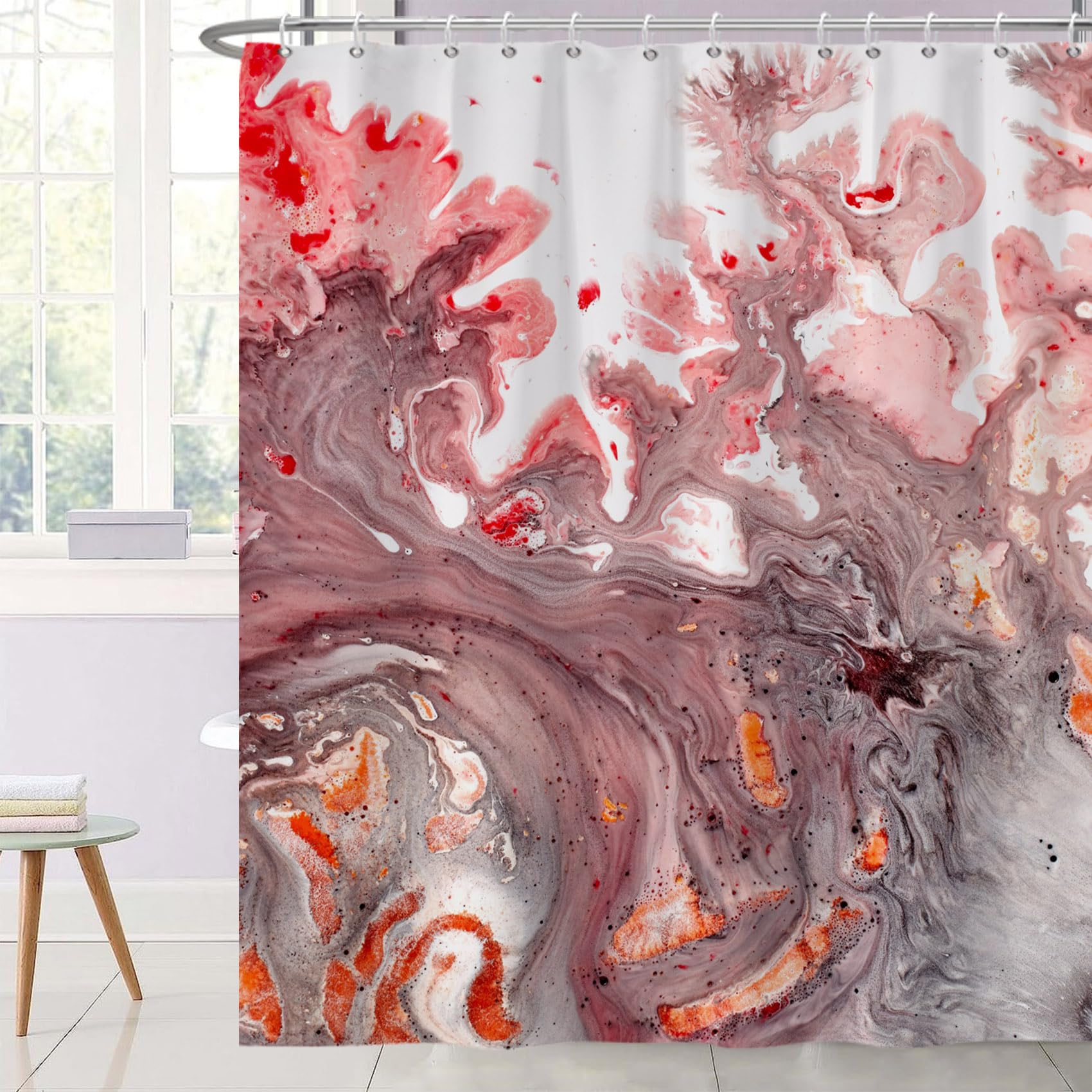 Ttincceer 60x72inch Pink Marble Shower Curtain Luxury Ombre Pink Marble Bath Curtain Watercolor Abstract Art Bathroom Decorative Curtain Waterproof Bathtub Curtain, 152x183cm