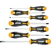Felo 7-Piece Ergonic Screwdriver Set, Includes Hex and Cross Slot Screwdrivers, Shock-proof Core, High-performance, Model 00040097118