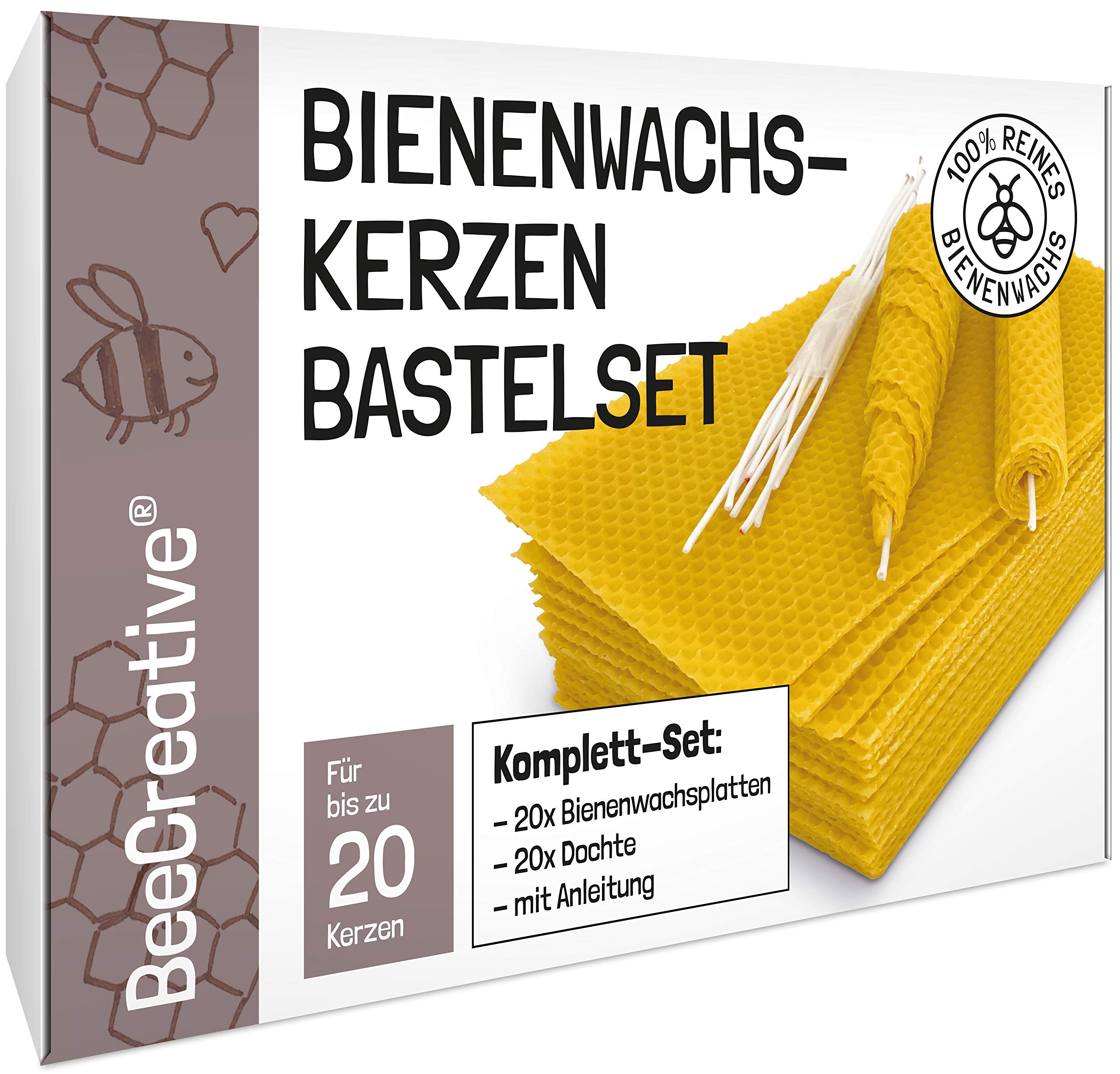BeeCreative Beeswax Craft Set - Make 20 Candles, 100% Pure Beeswax Plates