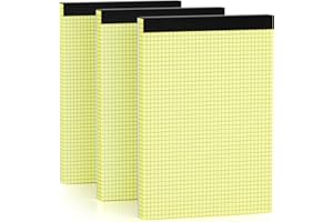 DORFAS 3 Pack 8.5 x 11.75 Inch Graph Paper Pad Quad Ruled, 4x4 Quad Grid Pad with Cardboard, Yellow Perforations Paper with Blue Lines Graph Paper Notebook for Home, Office, School (50 Sheets per Pads)