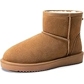 DREAM PAIRS Snow Boots for Women Genuine Suede Faux Fur Lining Anti-Slip Warm Winter Booties Slip On Memory Foam Ankle Boots FuzzyClassicⅡ Low Boots