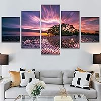 SIGNWIN 5 Panel Canvas Wall Art Modern Art Country Dramatic Global Landscape Multicolor Photography for Home Decorations Ready to Hang - 60