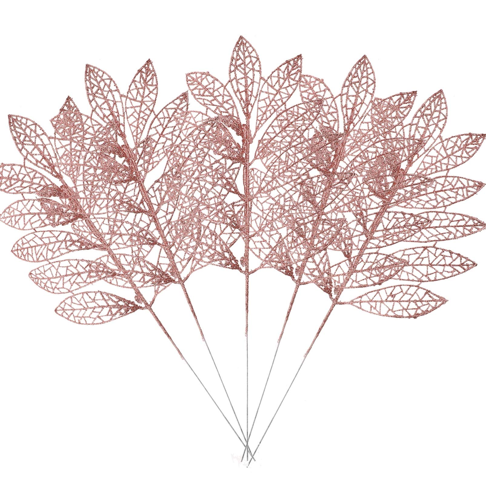 TOYANDONA 5pcs Christmas Decor Simulation Leaf Decor Artificial Plant Leaves Glitter Hollow Out Creative Pendant Xmas Tree Pendant Xmas Ornaments for Home Party