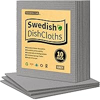 HOMERHYME Kitchen Towels, 10 Pack Dish Towels for Kitchen, Absorbent Swedish Dishcloths, Multipurpose Kitchen Cellulose Spong