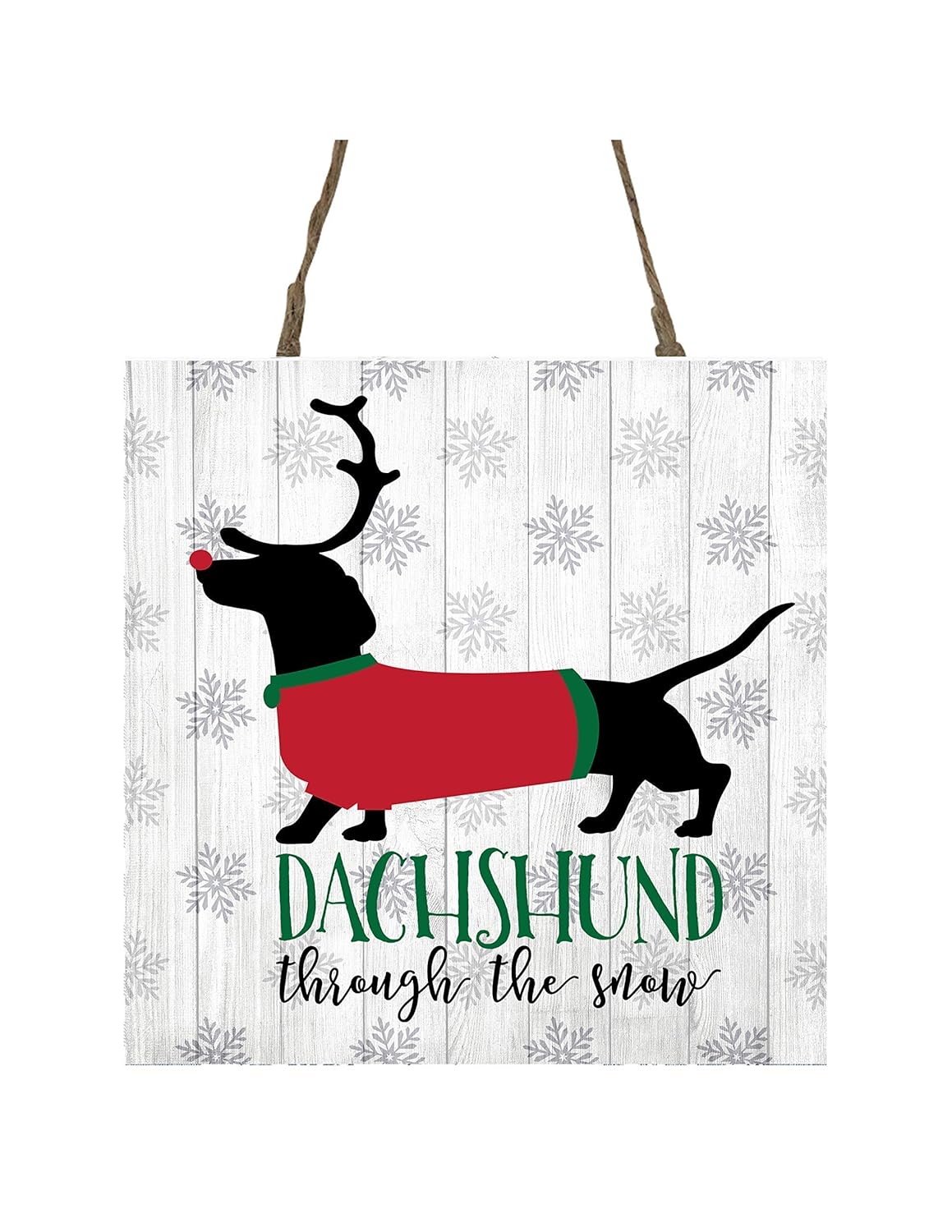Amazon Com Dachshund Through The Snow Printed Handmade Wood Christmas Ornament Small Sign Handmade