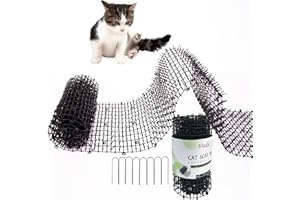 Vtedu Cat Deterrent Mat(6.5ft), Cat Repellent Mat, Cat Scat Mat,Cat Spikes with 8 Staples, Scat Mats for Pets(Cats, Dogs...) for Garden