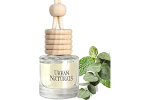 Urban Naturals Car Air Freshener Diffuser 1 Pack - Eucalyptus Spearmint Scent, 45+ Days Long Lasting Fragrance, Made in USA, Glass & Wood, Hanging Design + Vent Cip, Easy to Use