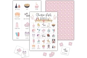 KFNER Slumber Party Bingo Games - Girls Sleepover Party Bingo Card - 24 Players Bingo Game Set for Adult Family Friends - Pajama Party Activities - Bridal Shower Party Favors Supplies -C04