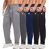lomsoe 5 Pack Mens Sweatpants Open Bottom Joggers for Men with Zip Pockets Loose Fit Mesh Athletic Pants for Running,Casual