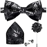 DiBanGu Pre-Tied Bow Ties for Men Silk Adjustable Tuxedo Bowties Pocket Square Cufflinks Set with Lapel Pin Jacquard Woven