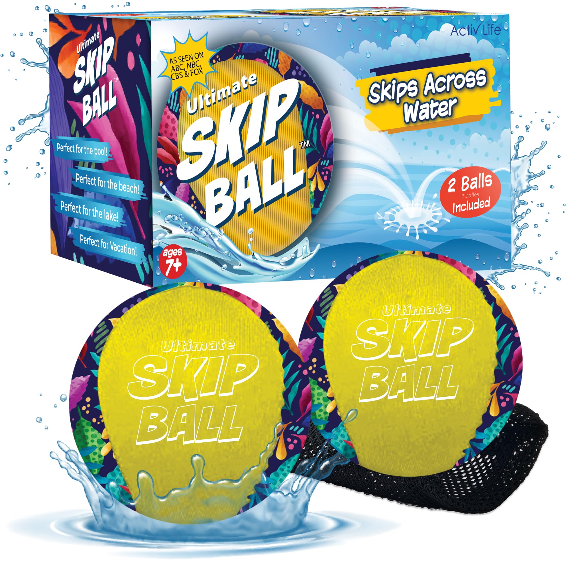 Activ Life The Ultimate Skip Ball: Summer Fun Guaranteed Water Bouncing Ball, A Must-Have Beach, Lake, and Pool Companion for All Ages, Create Memories with Friends & Family, 2pack, Jungle — image 1