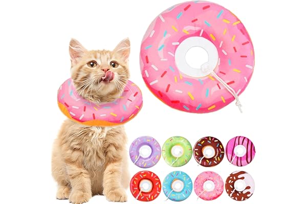 Hpetppy Cat Cone Collar Soft, Cat Recovery Collar for Wound Healing Cute Donut Adjustable Kitten Cones to Stop Licking Comfor