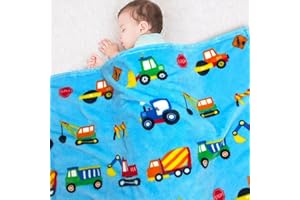 Lukeight Toddler Blanket for Boys and Girls, 380 GSM Thick Kids Blanket for Birthday Gifts, Cozy Baby Blanket, Plush Receiving Blanket for Crib (Construction, 30x40 Inches)