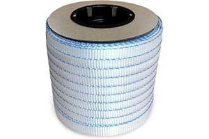 IDL Packaging 3/4" x 250' Mini Woven Cord Strapping Roll of 6" x 3" Core Size, 2400 lbs Break Strength, White (Pack of 1) - Poly Cord Strapping with Re-Tightening Option