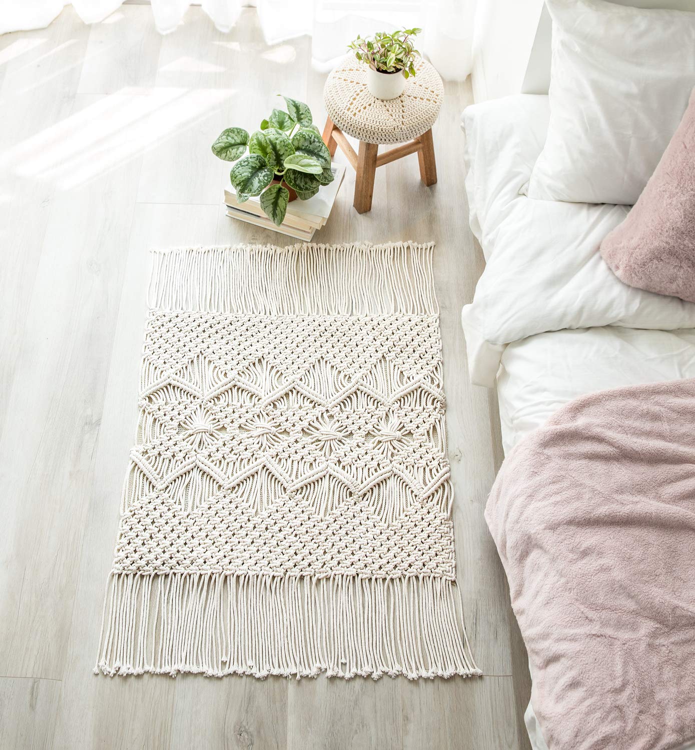 Buy Mkono Macrame Rug Boho Area Rugs Cotton Woven Small Carpets with