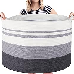 WISELIFE Storage Basket Large Cotton Rope Basket