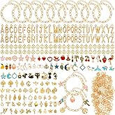Flasoo 416 Pieces Gold Charm Bracelet Making Kit, Including Paperclip Chain Bracelets, Charms, Jump Rings for Jewelry Making
