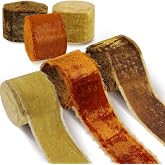 3 Roll Christmas Silk Velvet Vintage Wrapping Ribbon, Raw Edge Fringe Ribbon for Xmas Bow Wreath Wrapping Floral Bouquets - 9 Yards (Apricot, Khaki, Brown, 2'' Width)