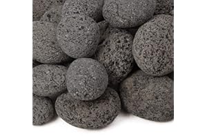 Blue Ridge Brand Lava Rock - 50-Pound Tumbled Lava Stones - 3" Black/Gray Lava Pebbles - Volcanic Rock - Landscaping Rocks - Large
