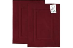 Feather & Stitch 100% Cotton Terry Bath Mats, 2 Piece Towel Like Bath Mats (30x21 Inch) Bathroom Shower Step Out Tub Floor Ma