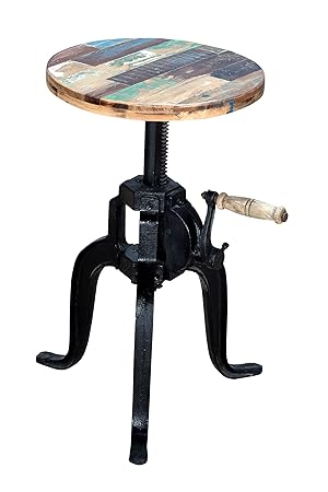 VINTAGE Heavy Iron Casting Height Adjustable (19''--26'') bar stools / Counter Stool / Crank Stool (Brown and Black) for Home bar / bar furniture / Pub furniture / bar cabinet for home