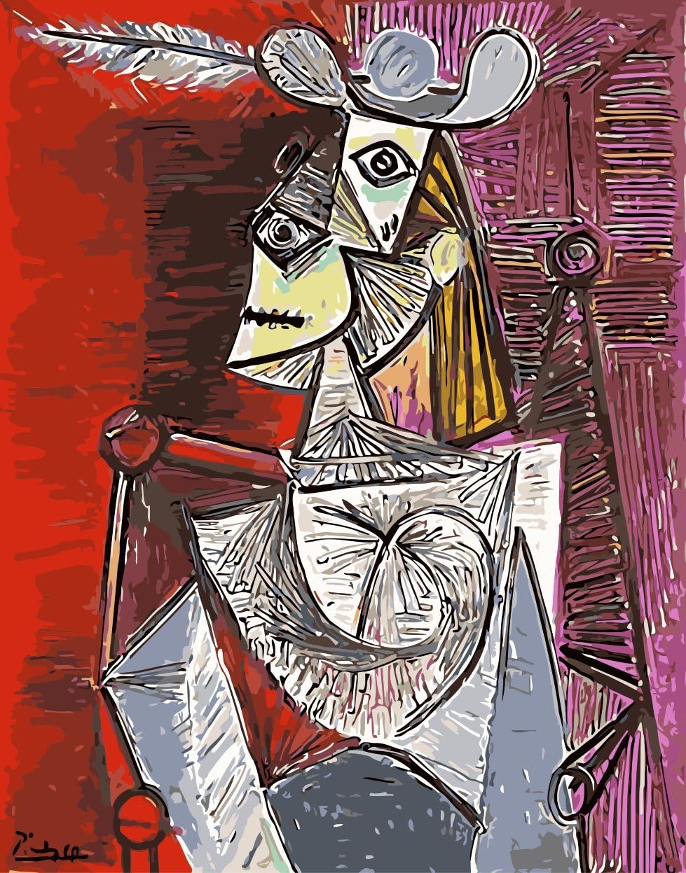 Arts Language Frameless 16" x 20" Paint by Numbers Diy Painting Famous Painting Collection With Light color and fine line draft